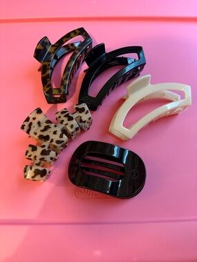 Hair Claw Clip Set - Black, Cream, Tortoiseshell